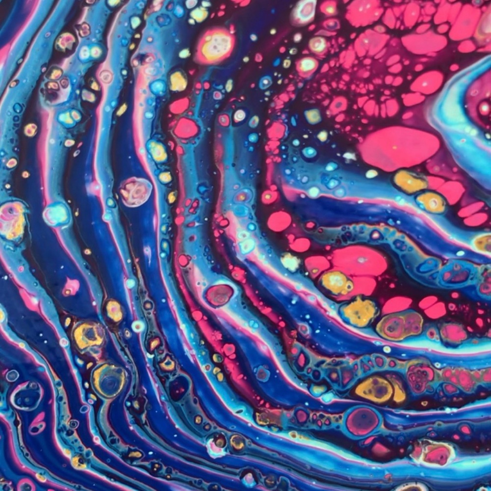 Abstract Blue and Pink Canvas Art 8”x10” Acrylic Fluid Pour Paint - Picture 5 of 5